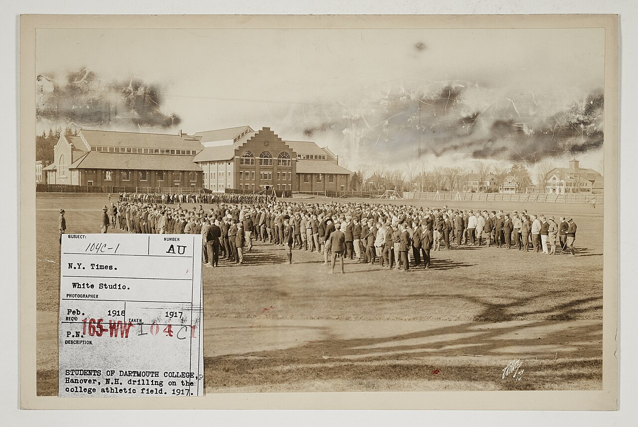 Dartmouth Students Push Back Against AI Bans in the Classroom — Colleges and Universities - Dartmouth College - Students of Dartmouth College, Hanover, New Hampshire. Drilling on the college athletic field, 1917