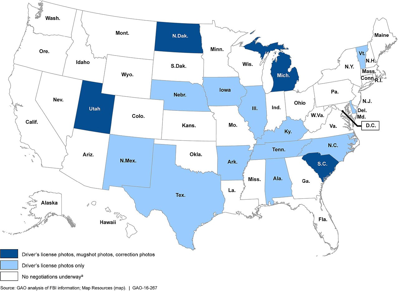 Facial Comparison Pipelines Critical as Deepfake Blackmail Hits 49% of Schools — Figure 4- Information Available for FBI Facial Analysis, Comparison, and Evaluation (FACE) Services' Photo Searches, by State (27945558936)