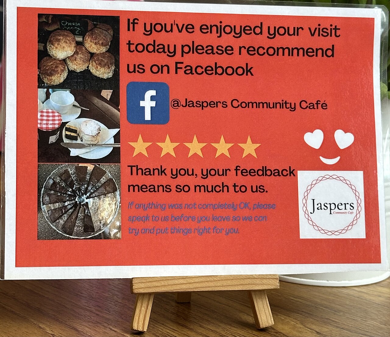 Customer Feedback Loop Fails Silently 96% of Time — Customer feedback sign at Jaspers Community Cafe, Medway Adult Education Centre, Rochester, Kent