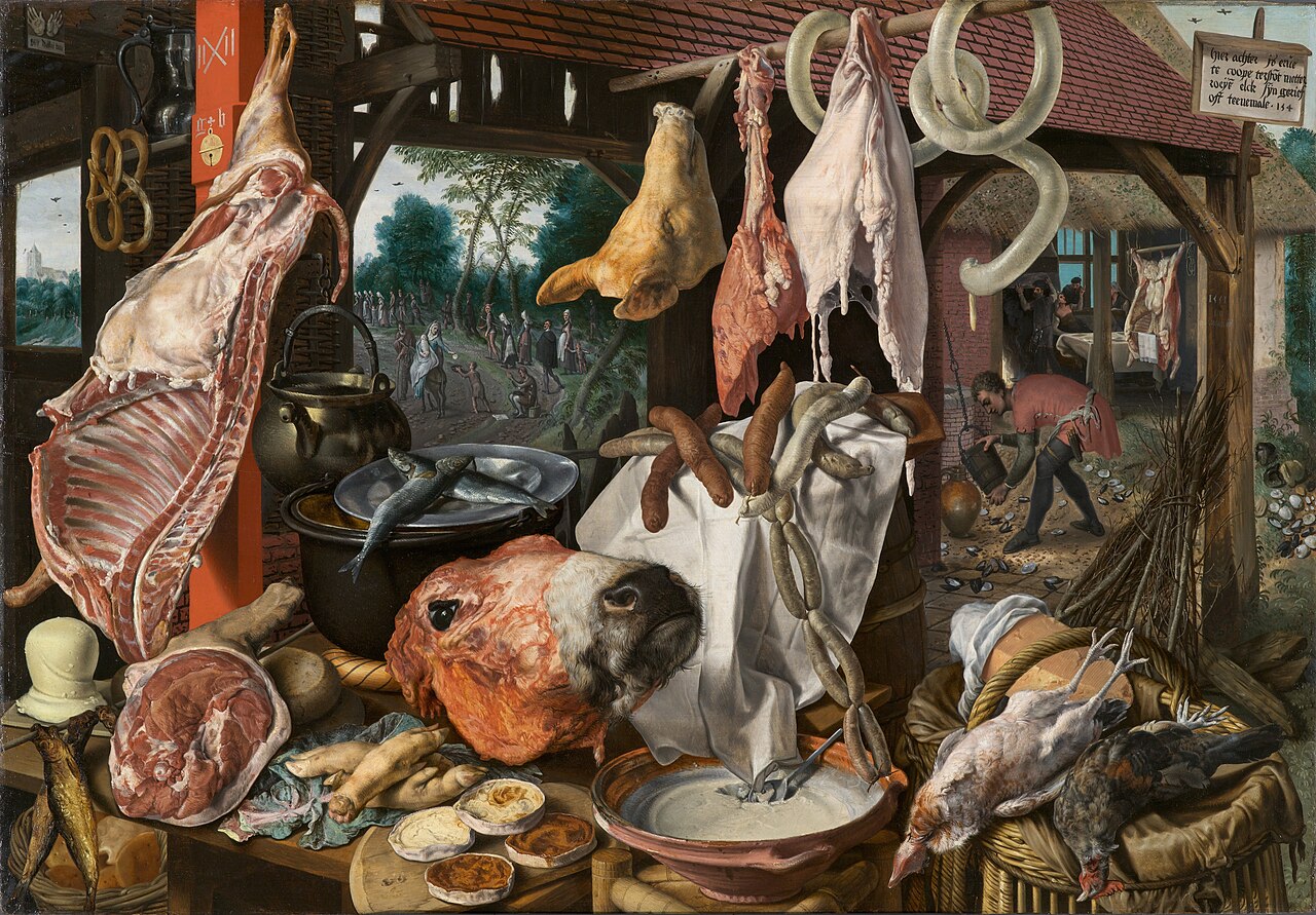 The Meat Proxy Problem: Forwarding AI Output Without Reading It — A Meat Stall with the Holy Family Giving Alms (The Butcher’s Stall) title QS:P1476,en: