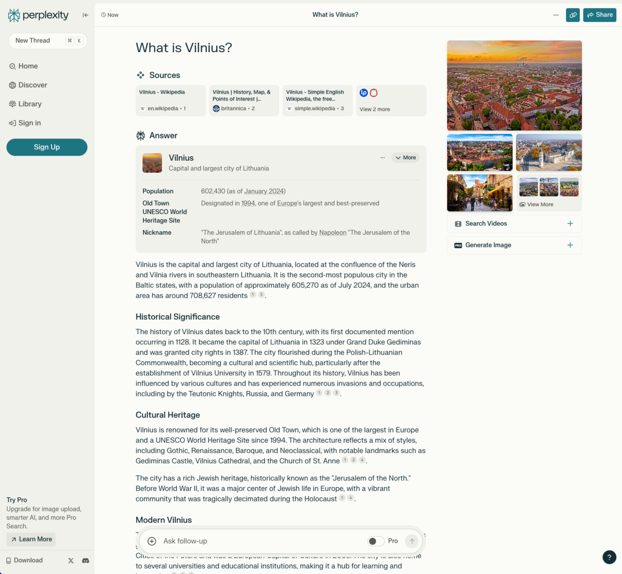 Vilnius AI Party Wall Runs Llama 3 Locally, Bypassing Cloud Latency — Screenshot of Perplexity - What is Vilnius (2024)