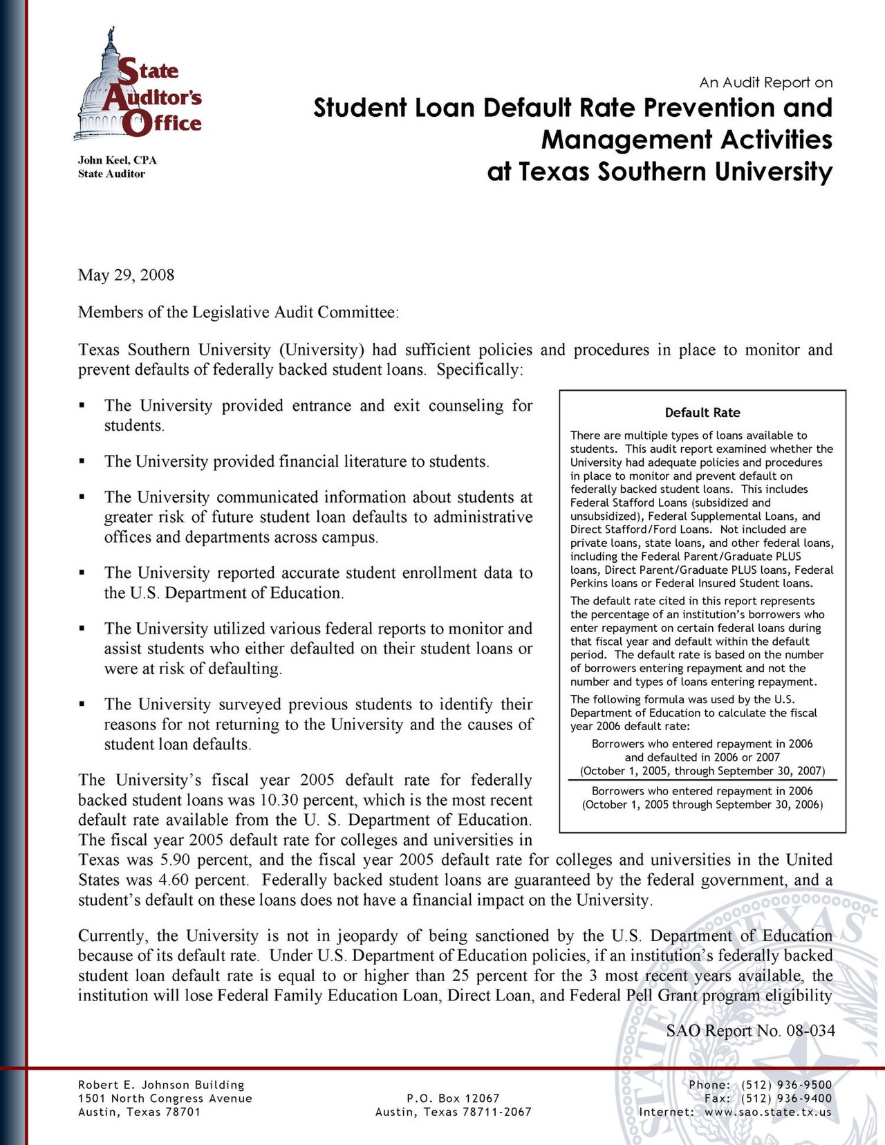 Verax Enforces Default-Deny Policy for AI Agent Tool Access — An Audit Report on Student Loan Default Rate Prevention and Management Activities at Texas Southern University