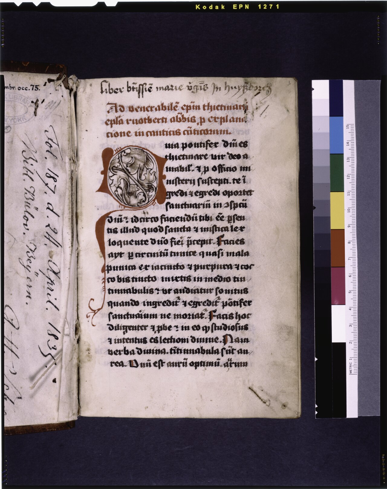 Builders Must Design Provenance Checks That Can Say Unknown — Opening of letter, large initial, rubric. Note of provenance at top. Hand 1 (NYPL b12455533-426224)