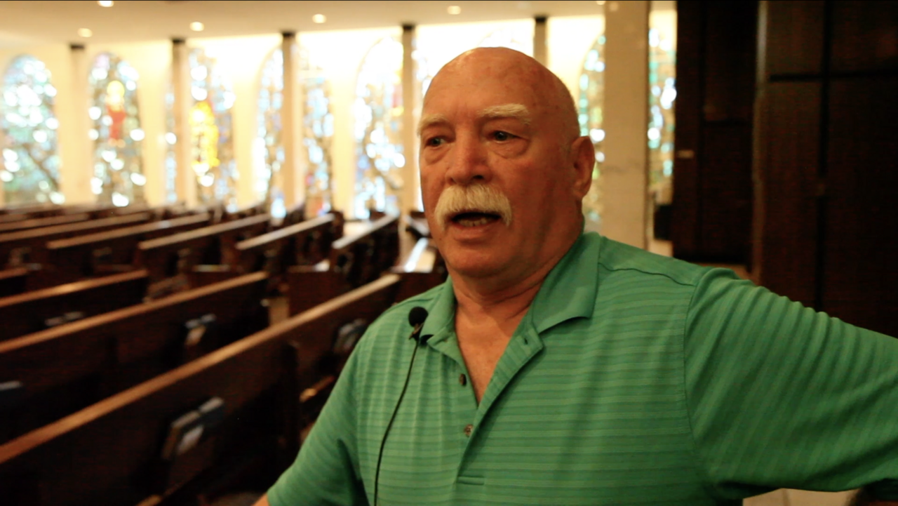 Documentary 'Bot Love' Explores AI Companionship, Debuts on CBC — John Schoonhoven in the documentary, Holy Ground, at St. Mary of the Woods