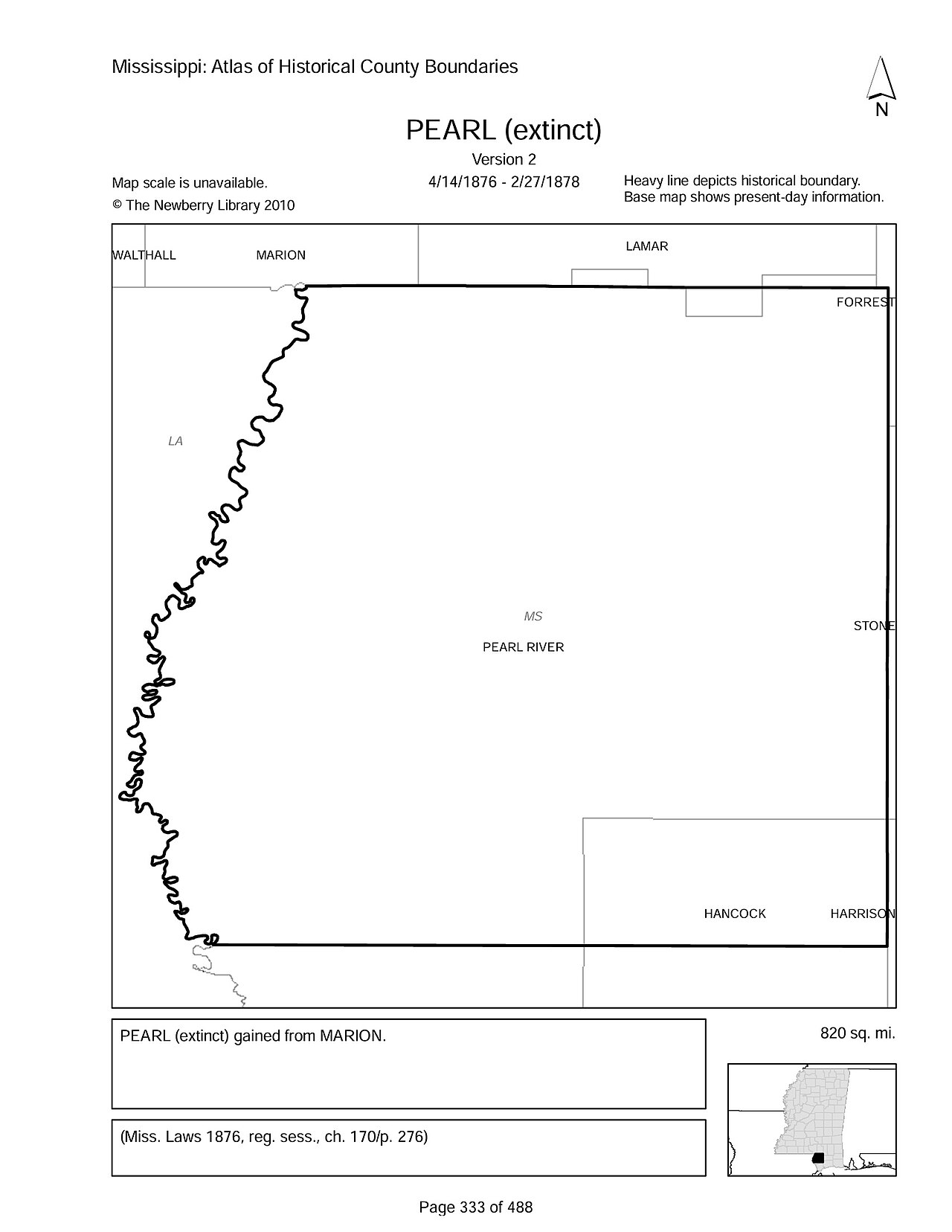 Data Boundaries Trump Model Choice in Node.js Summarization Pipelines — 1876 to 1878 boundaries Pearl County Mississippi (extinct county) MS Historical Counties page 333